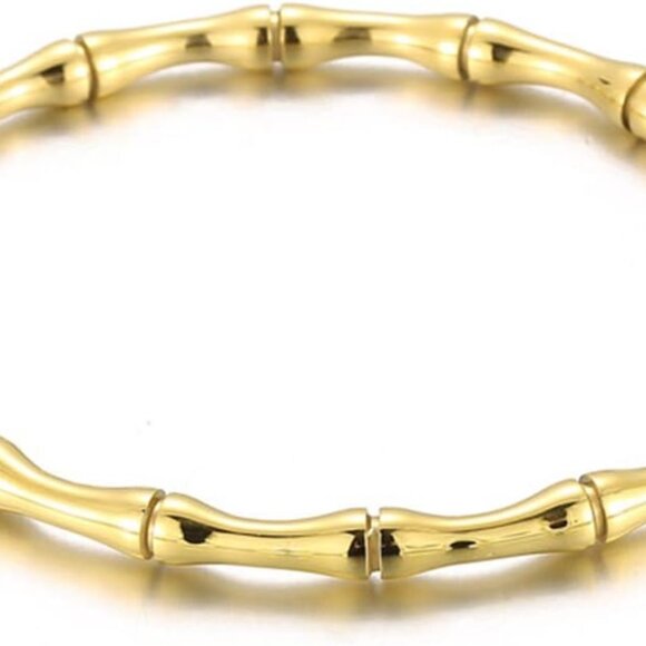Stainless Steel Bangle Bracelet Gold Cuban Chain Cubic Zirconia Jewelry - Picture 1 of 6